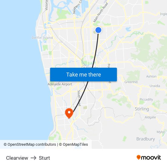 Clearview to Sturt map