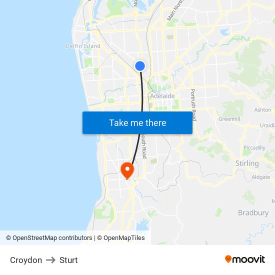 Croydon to Sturt map