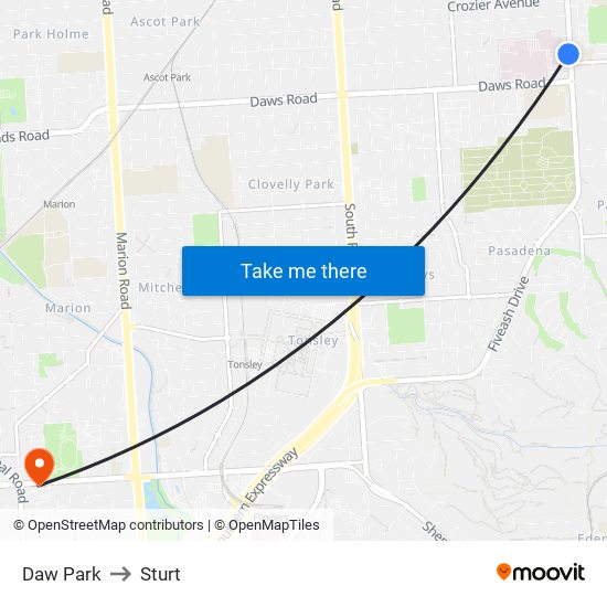Daw Park to Sturt map
