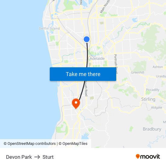 Devon Park to Sturt map