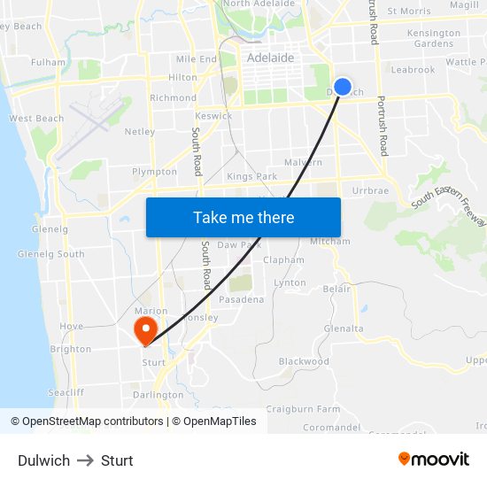 Dulwich to Sturt map