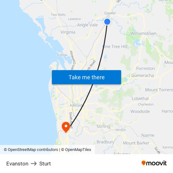 Evanston to Sturt map