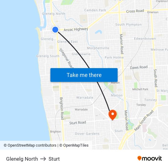 Glenelg North to Sturt map