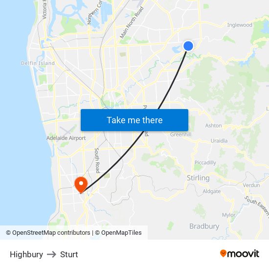 Highbury to Sturt map