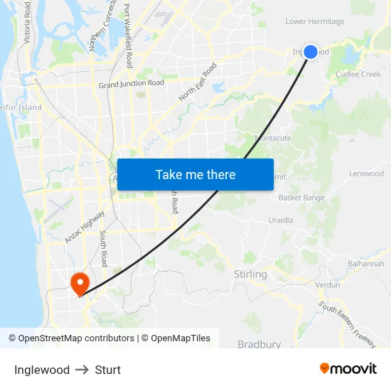 Inglewood to Sturt map