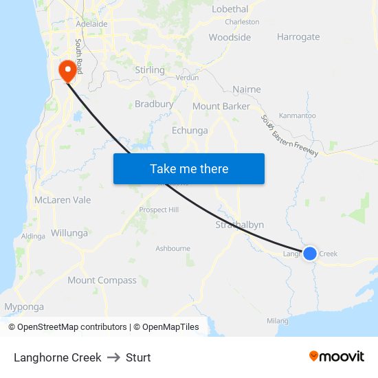 Langhorne Creek to Sturt map