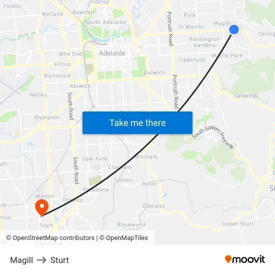 Magill to Sturt map