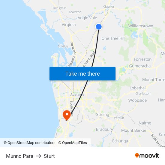 Munno Para to Sturt map