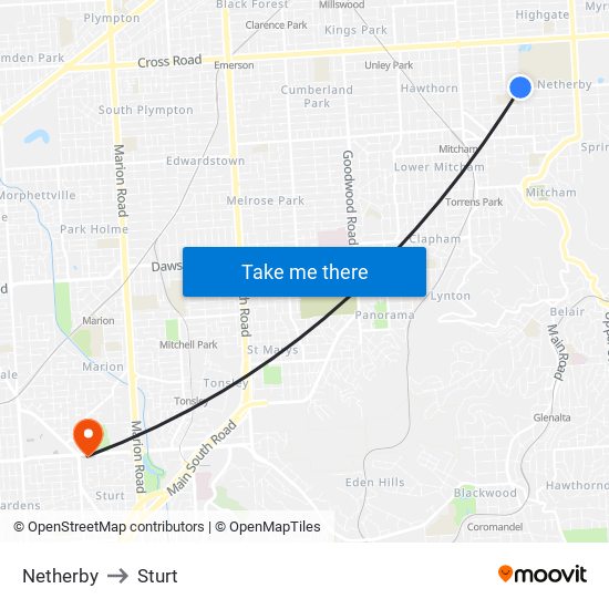 Netherby to Sturt map