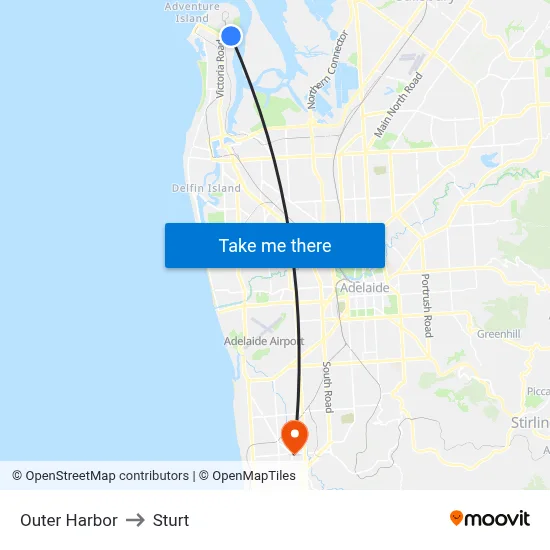 Outer Harbor to Sturt map