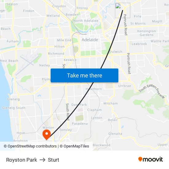 Royston Park to Sturt map