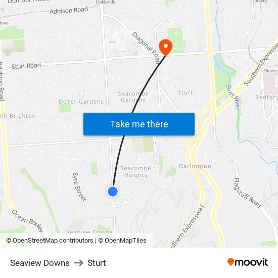 Seaview Downs to Sturt map