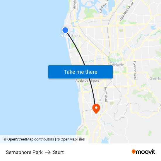 Semaphore Park to Sturt map