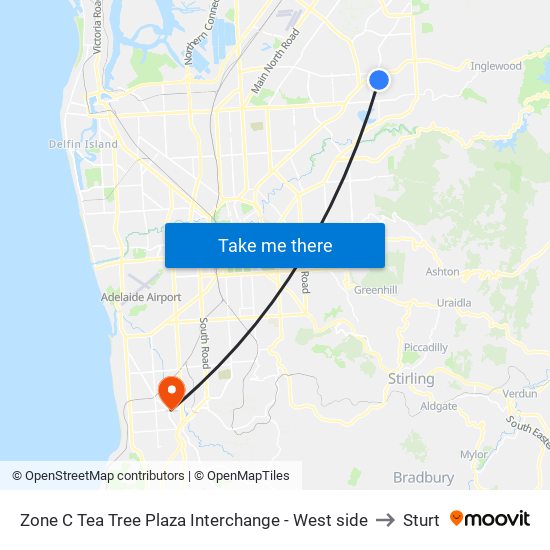 Zone C Tea Tree Plaza Interchange - West side to Sturt map