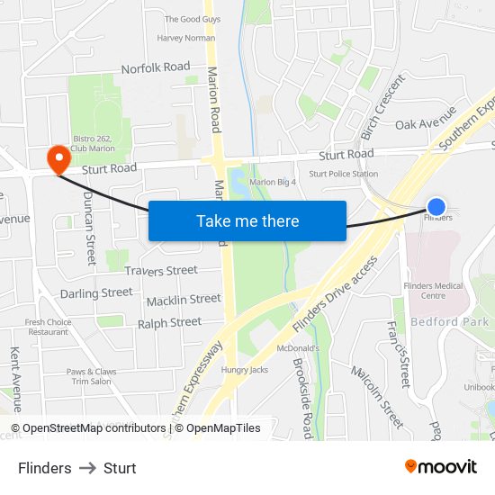 Flinders to Sturt map