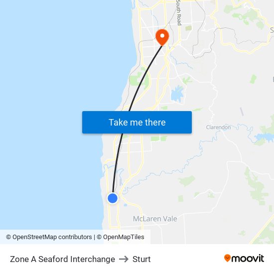 Zone A Seaford Interchange to Sturt map