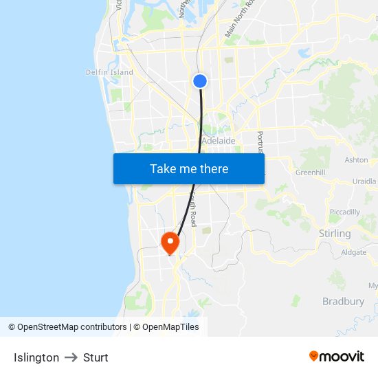 Islington to Sturt map