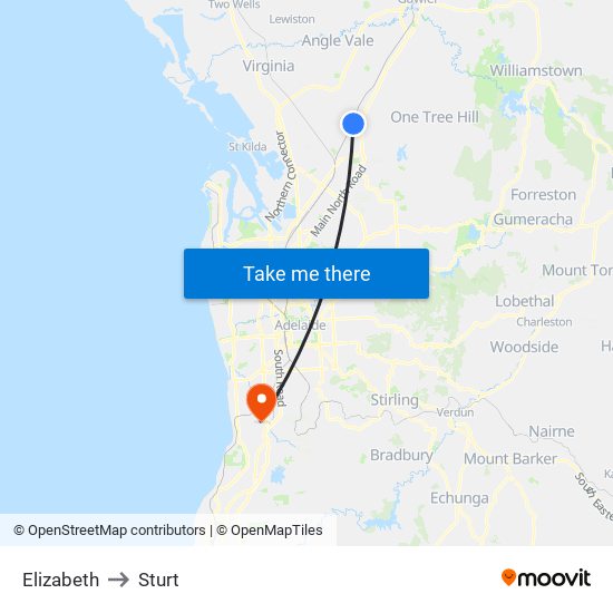 Elizabeth to Sturt map