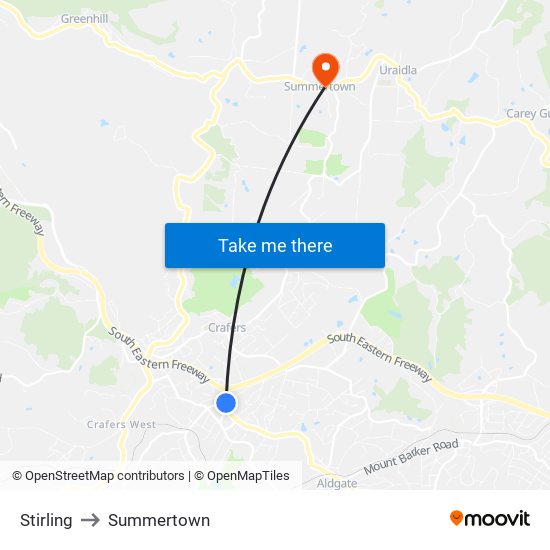 Stirling to Summertown map