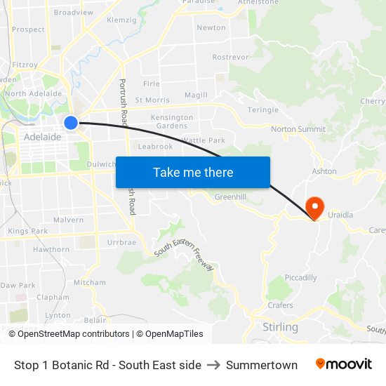 Stop 1 Botanic Rd - South East side to Summertown map