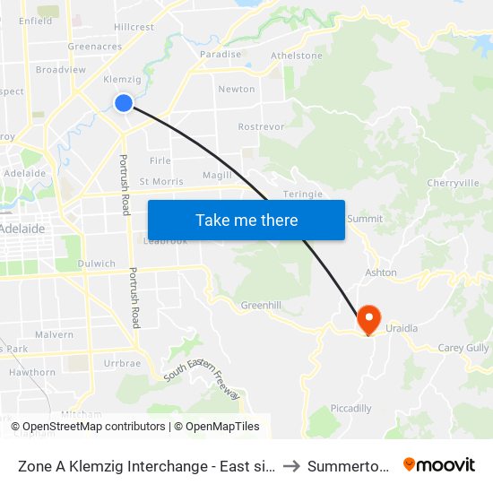 Zone A Klemzig Interchange - East side to Summertown map