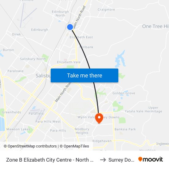 Zone B Elizabeth City Centre - North West side to Surrey Downs map