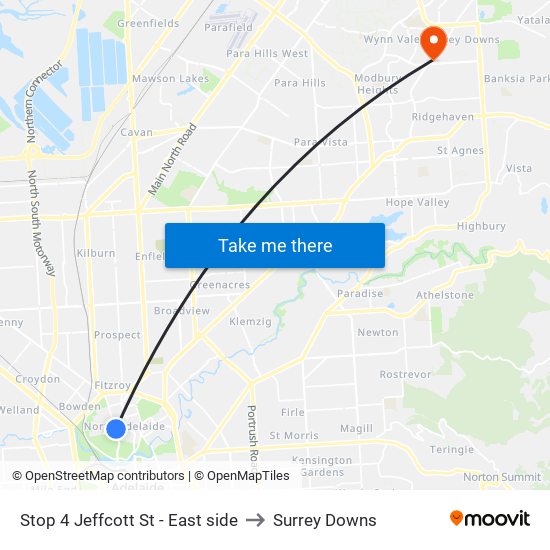 Stop 4 Jeffcott St - East side to Surrey Downs map