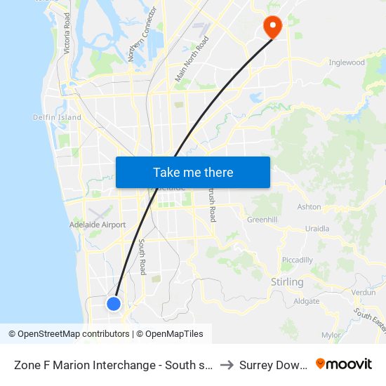 Zone F Marion Interchange - South side to Surrey Downs map