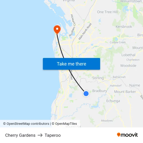 Cherry Gardens to Taperoo map