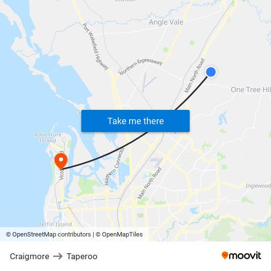 Craigmore to Taperoo map