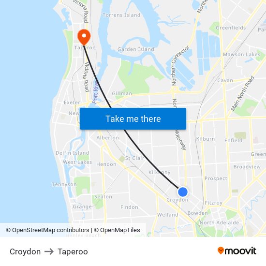 Croydon to Taperoo map