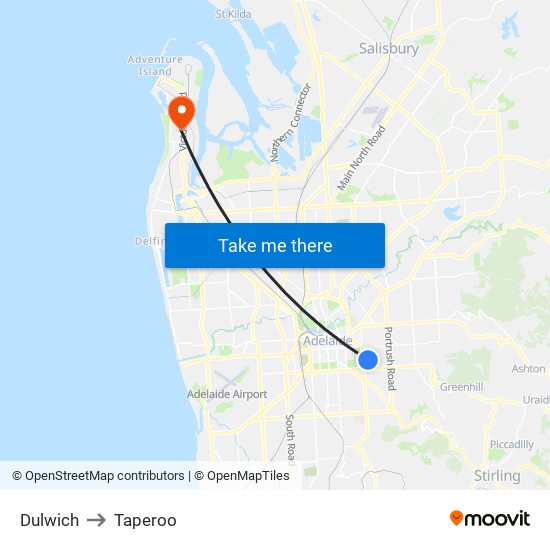 Dulwich to Taperoo map