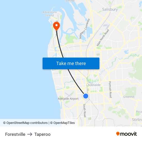 Forestville to Taperoo map