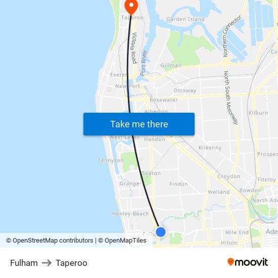 Fulham to Taperoo map