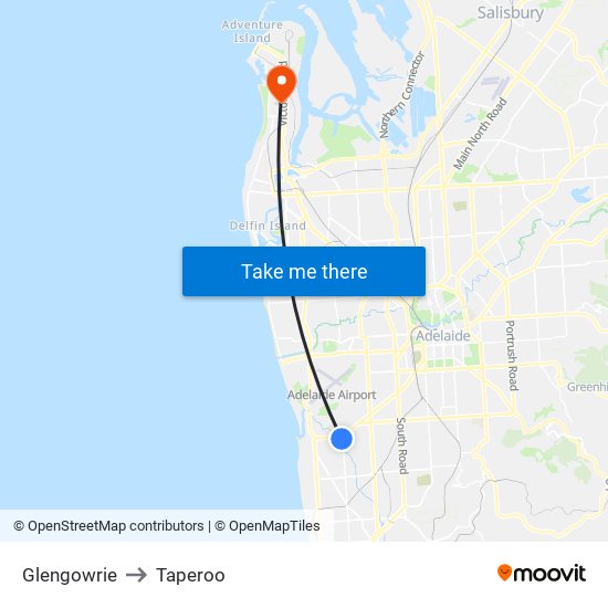 Glengowrie to Taperoo map