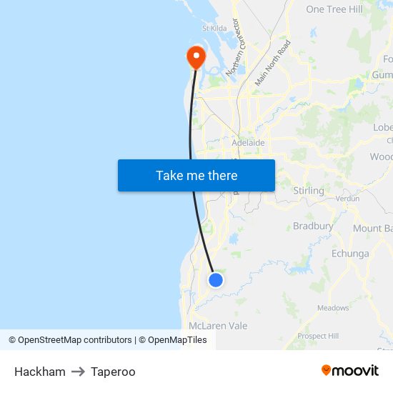 Hackham to Taperoo map