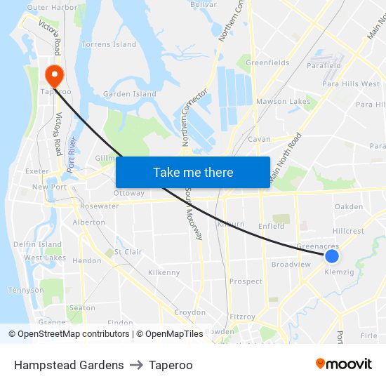 Hampstead Gardens to Taperoo map