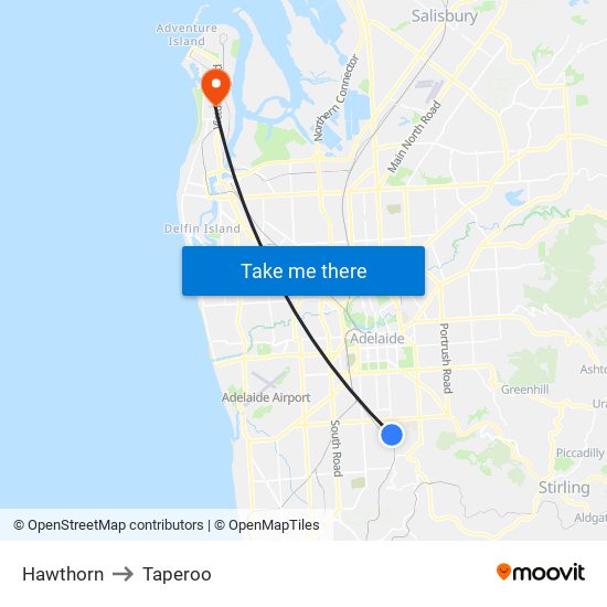 Hawthorn to Taperoo map