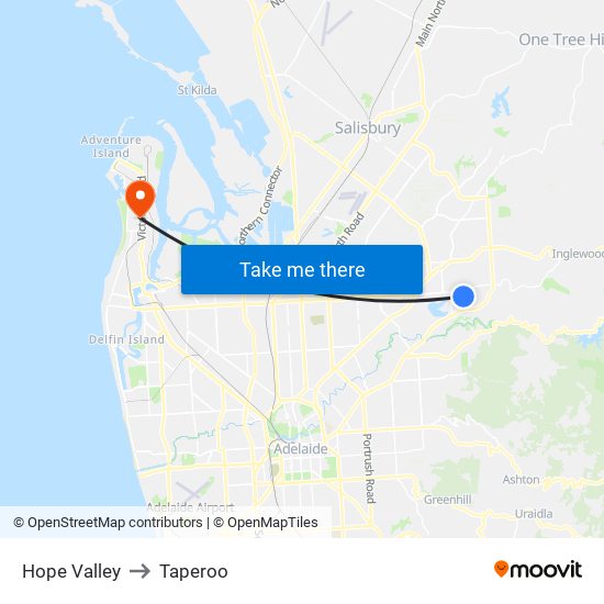 Hope Valley to Taperoo map