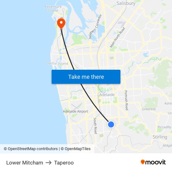 Lower Mitcham to Taperoo map