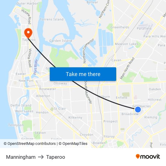 Manningham to Taperoo map