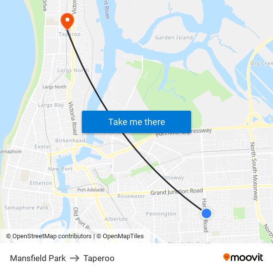 Mansfield Park to Taperoo map