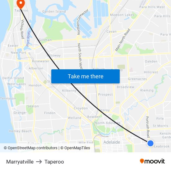 Marryatville to Taperoo map