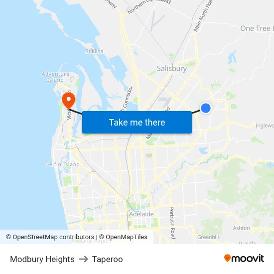 Modbury Heights to Taperoo map