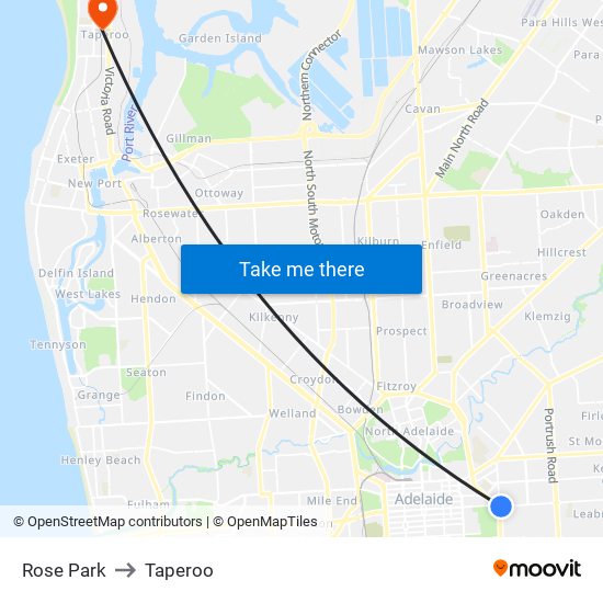 Rose Park to Taperoo map