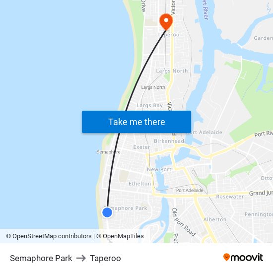 Semaphore Park to Taperoo map