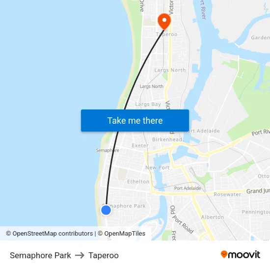 Semaphore Park to Taperoo map
