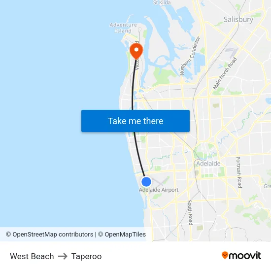 West Beach to Taperoo map