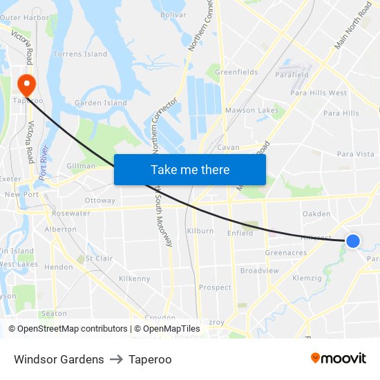 Windsor Gardens to Taperoo map