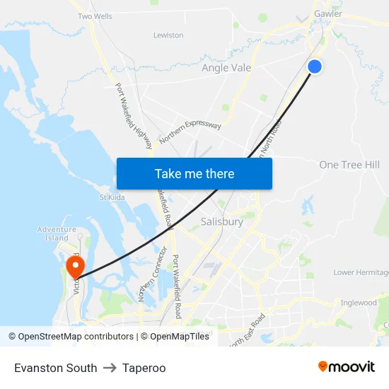 Evanston South to Taperoo map